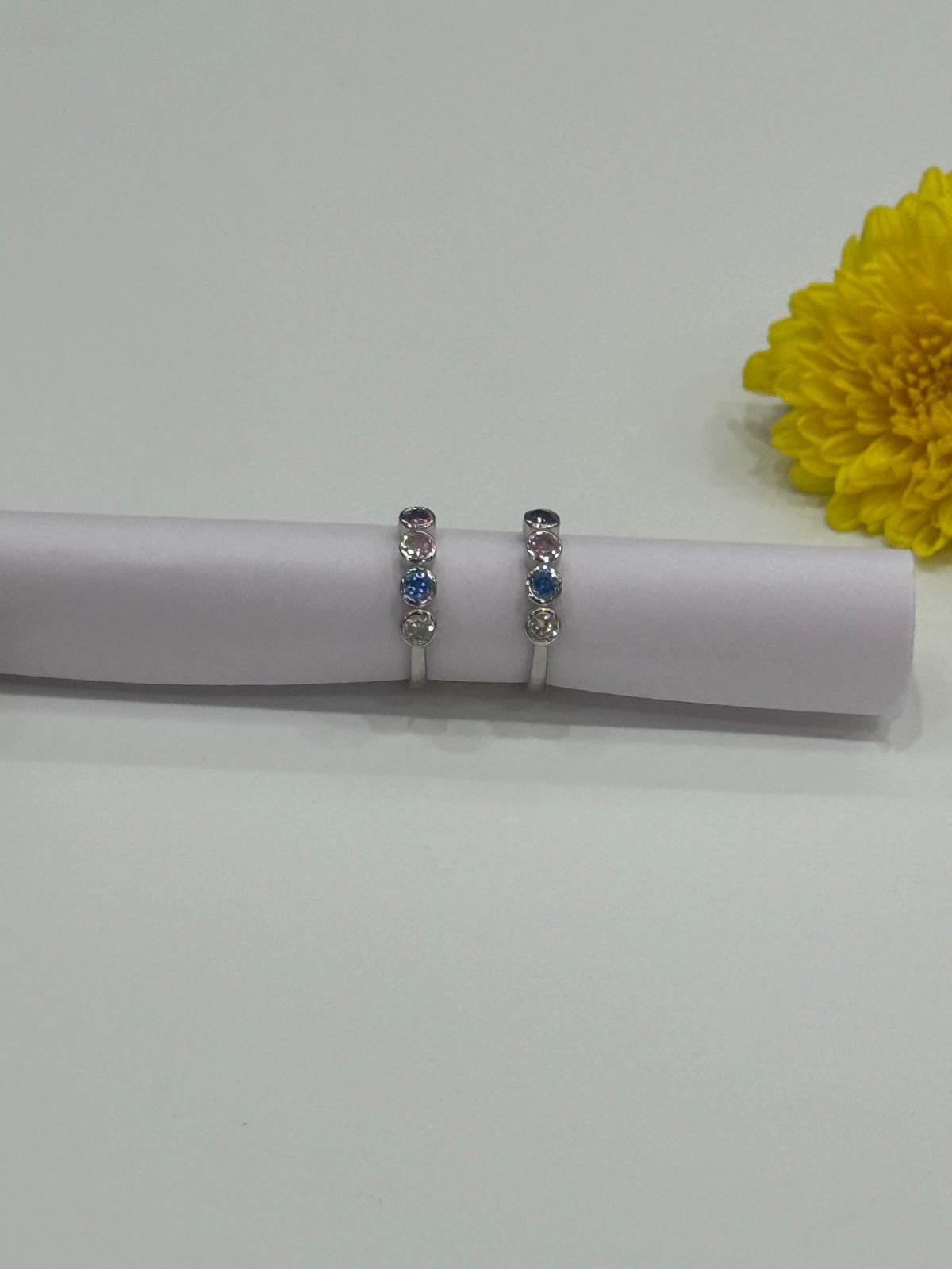 92.5 Silver Korean Multicolour  Toe Ring 